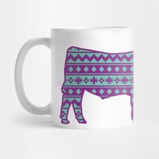 Cattle Ranch Show Steer with Southwest Pattern Mug